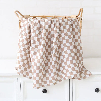 Couverture bebe gaze de coton damier