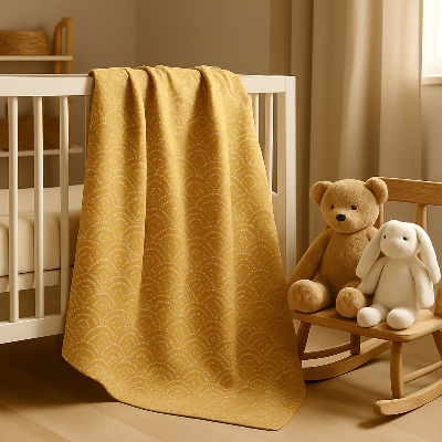 couverture bebe gaze de coton jaune