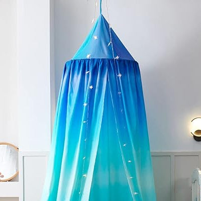 ciel de lit enfant dome bleu pastel