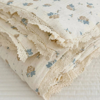 couette bebe feuille bleue