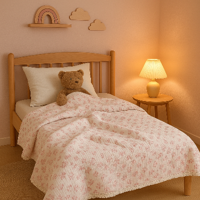 couette bebe fleurs roses