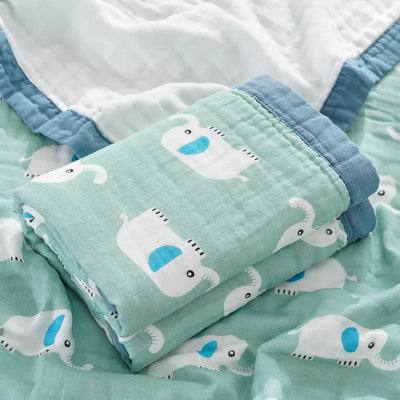 couette bebe mousseline elephant blanc