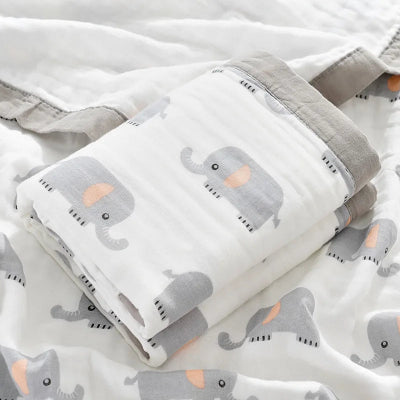 couette bebe mousseline elephant gris