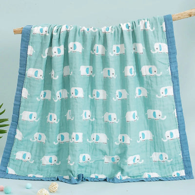 couette bebe mousseline elephant blanc