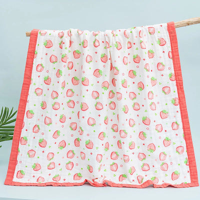 couette bebe mousseline fraise