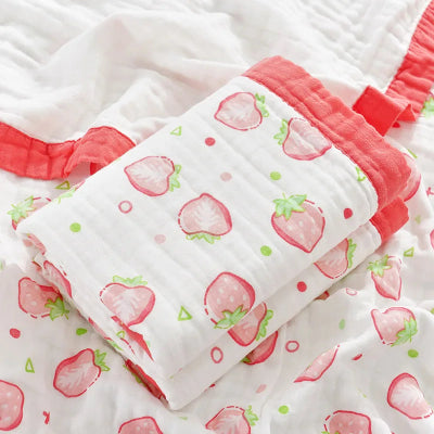 couette bebe mousseline fraises