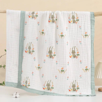 couette bebe mousseline lapin