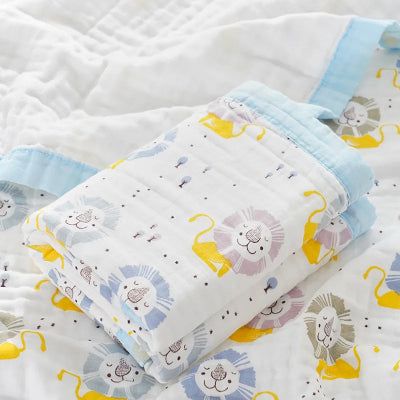 couette bebe mousseline lion