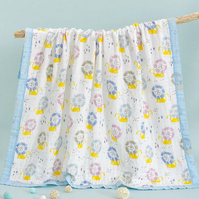couette bebe mousseline lions