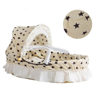 couffin en osier bebe etoiles