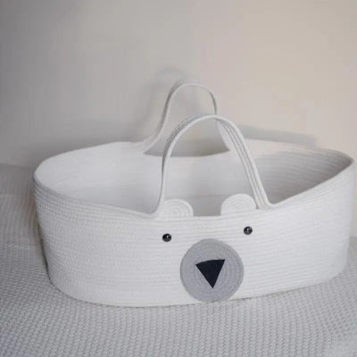 couffin panier ourson blanc details