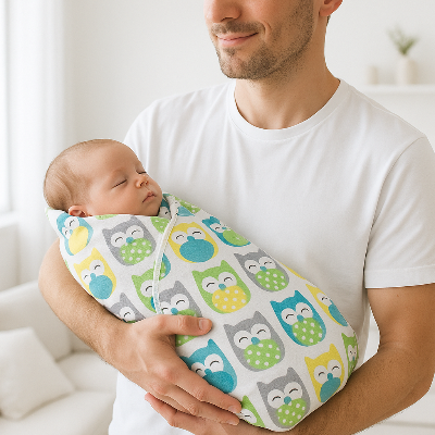 couverture bebe emmaillotage bras papa