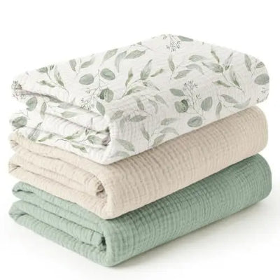 couverture bebe feuillage aqua