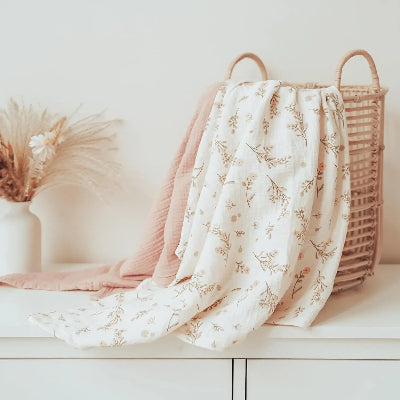 couverture bebe fleurs roses panier