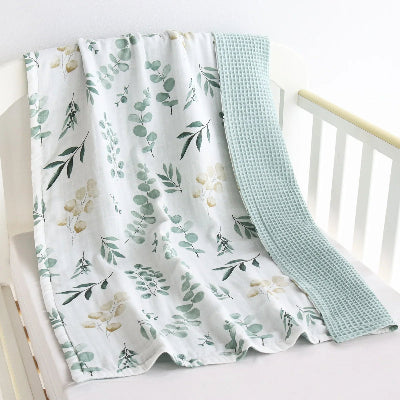 couverture bebe gaufre feuillages