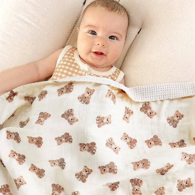 couverture bebe gaufre ourson