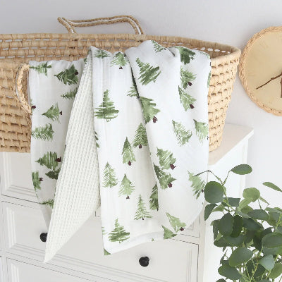couverture bebe gaufre sapins