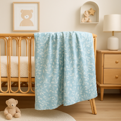 couverture bebe gaze de coton bleu