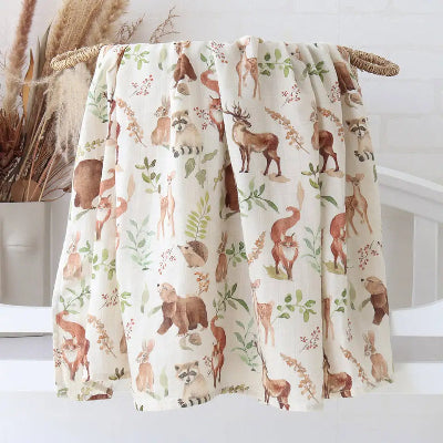 couverture bebe gaze de coton foret