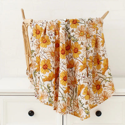 couverture bebe gaze de coton jaune