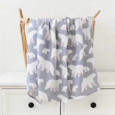 couverture bebe gaze de coton ours polaire