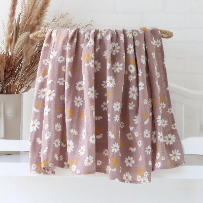 couverture bebe gaze de coton violet
