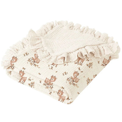 couverture bebe mousseline volant faon