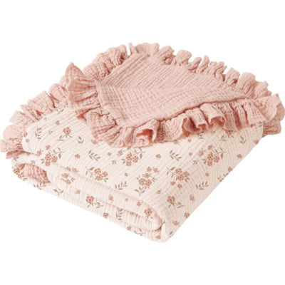 couverture bebe mousseline volant fleuries