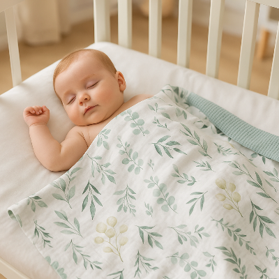couverture bebe sommeil feuillage