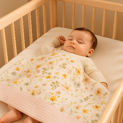 couverture bebe sommeil fleurs