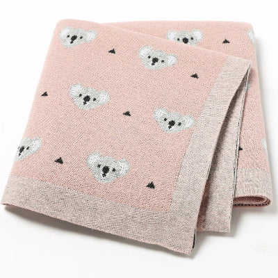 couverture bebe tricot koala rose