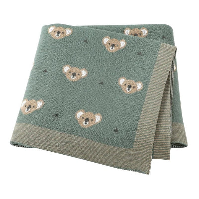 couverture bebe tricot koala-sauge