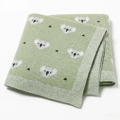 couverture bebe tricot koala vert