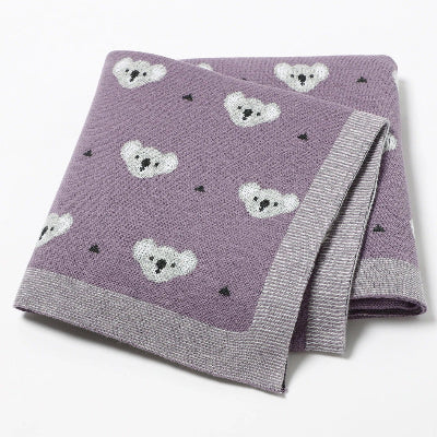 couverture bebe tricot koala violet