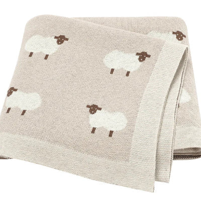 couverture bebe tricot mouton beige