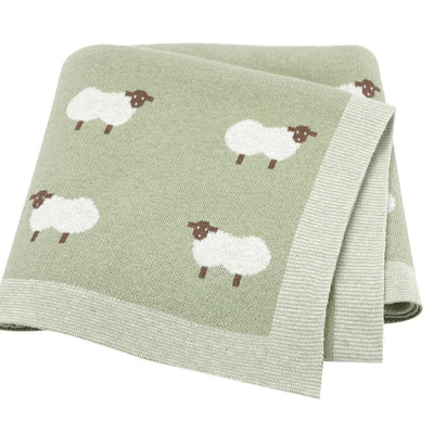couverture bebe tricot mouton vert