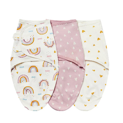 couverture emmaillotage bebe trio arc en ciel