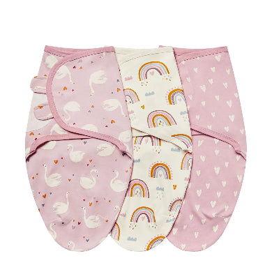 couverture emmaillotage bebe trio rose
