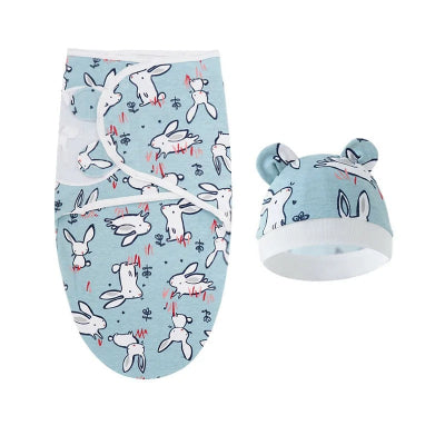 couverture emmaillotage lapin bleu