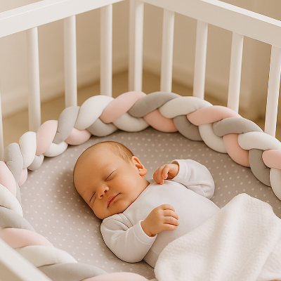Cocon bébé | Tresse Rose-gris-blanc