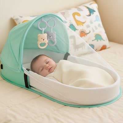 lit de voyage bebe vert