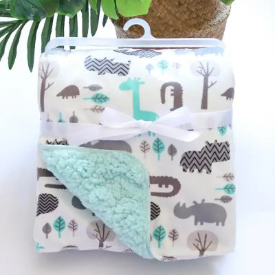 polaire couverture bebe girafe aqua