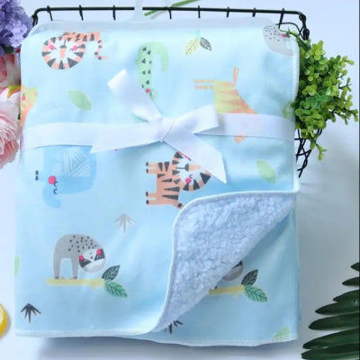 polaire couverture bebe tigre bleu