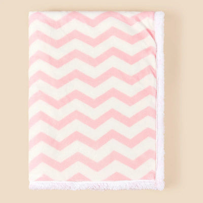 polaire couverture bebe zigzag rose