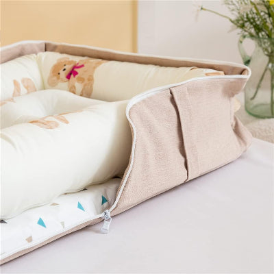 reducteur de lit beige fermeture eclair