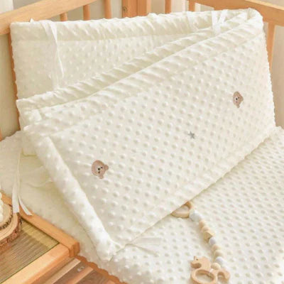 tour de lit bebe ours minky blanc