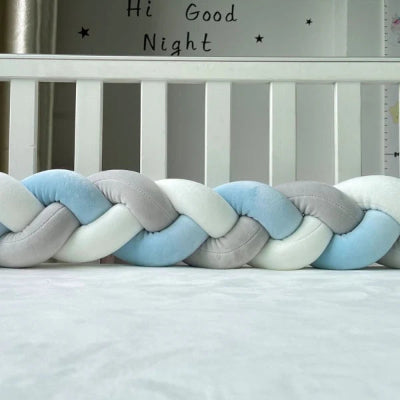 tresse de lit bleu gris blanc