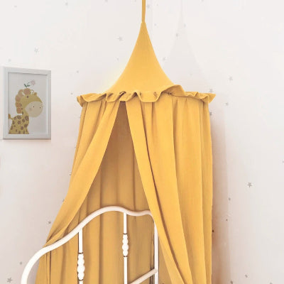 ciel de lit bebe mousseline jaune
