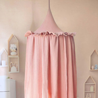 ciel de lit bebe mousseline rose