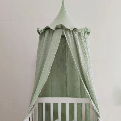 ciel de lit bebe mousseline verte